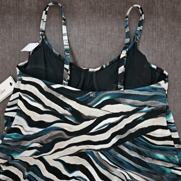 NWT Amoressa Women's Swimwear Swing Underwire Bra Mesh Inset Tankini Top Size 10 - Picture 6 of 14